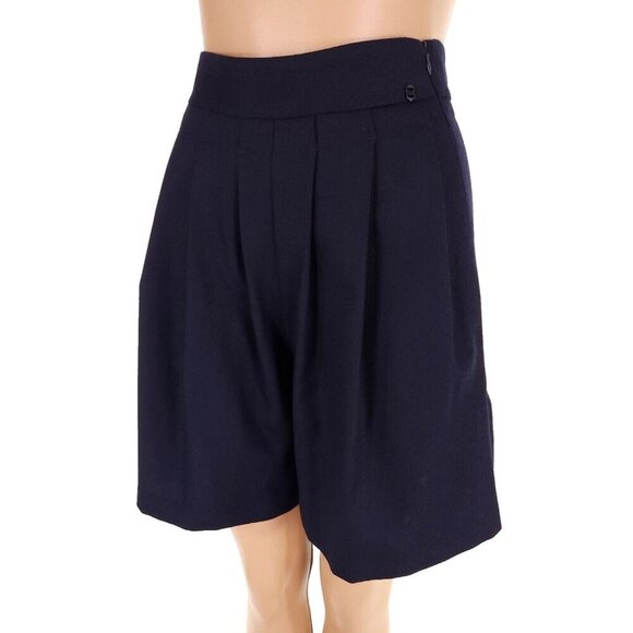 Ottod'ame Pleated Wool Blend Shorts Size 2 Blue NWT - Picture 3 of 12